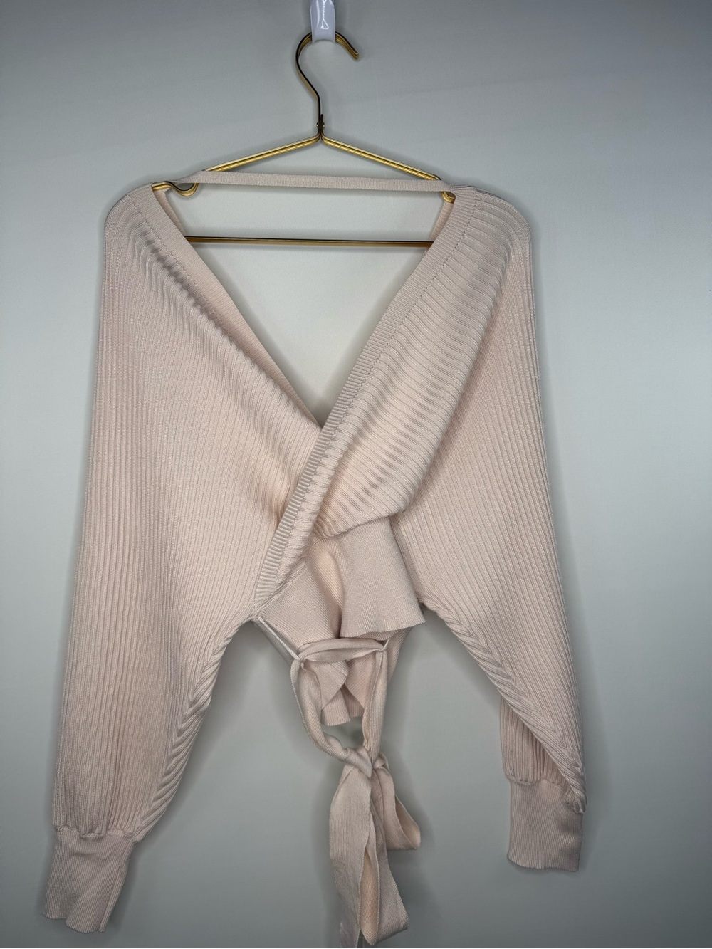 Love Tree Ribbed Wrap Top in Light Blush L NWOT - Picture 6 of 8